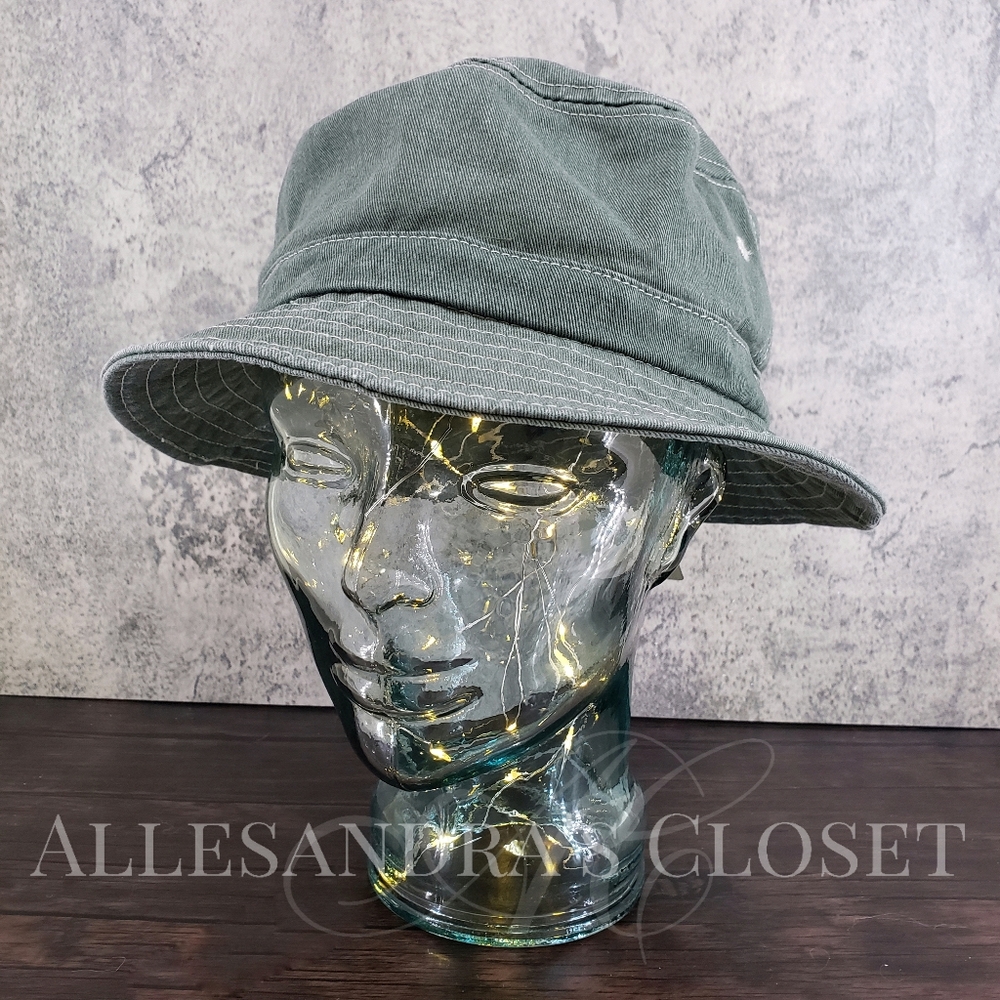Tommy Bahama Hat L/XL Olive Packable Bucket Hat Logo Cotton Travel Vacation Logo
